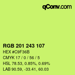 Color code: RGB 201 243 107 | qconv.com