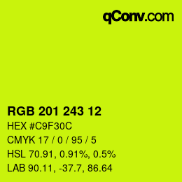 Color code: RGB 201 243 12 | qconv.com