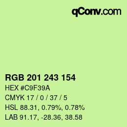 Color code: RGB 201 243 154 | qconv.com