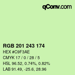 Color code: RGB 201 243 174 | qconv.com