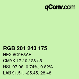 Color code: RGB 201 243 175 | qconv.com