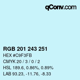 カラーコード: RGB 201 243 251 | qconv.com