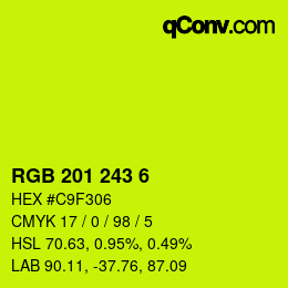 カラーコード: RGB 201 243 6 | qconv.com