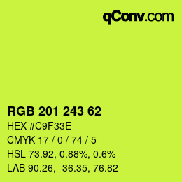 Color code: RGB 201 243 62 | qconv.com