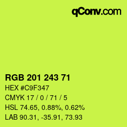 カラーコード: RGB 201 243 71 | qconv.com