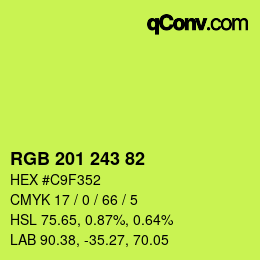 Color code: RGB 201 243 82 | qconv.com