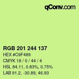 Color code: RGB 201 244 137 | qconv.com