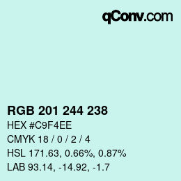 Color code: RGB 201 244 238 | qconv.com