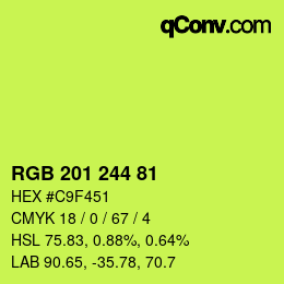 Color code: RGB 201 244 81 | qconv.com