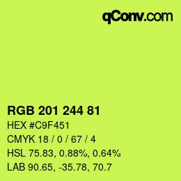 カラーコード: RGB 201 244 81 | qconv.com