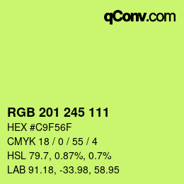 Color code: RGB 201 245 111 | qconv.com
