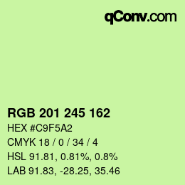 Code couleur: RGB 201 245 162 | qconv.com