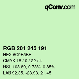 Color code: RGB 201 245 191 | qconv.com