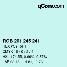Color code: RGB 201 245 241 | qconv.com