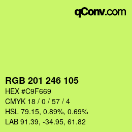 Color code: RGB 201 246 105 | qconv.com