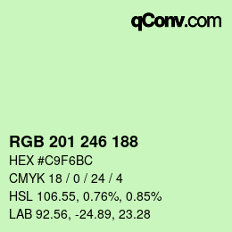 Color code: RGB 201 246 188 | qconv.com