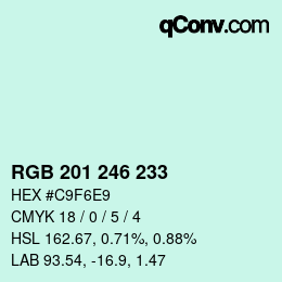 カラーコード: RGB 201 246 233 | qconv.com