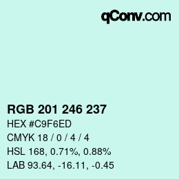Color code: RGB 201 246 237 | qconv.com