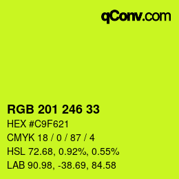 Color code: RGB 201 246 33 | qconv.com