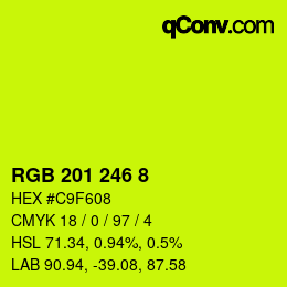 Color code: RGB 201 246 8 | qconv.com