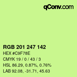 Color code: RGB 201 247 142 | qconv.com