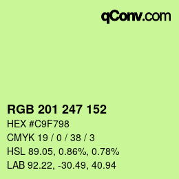 Color code: RGB 201 247 152 | qconv.com