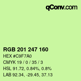 Color code: RGB 201 247 160 | qconv.com