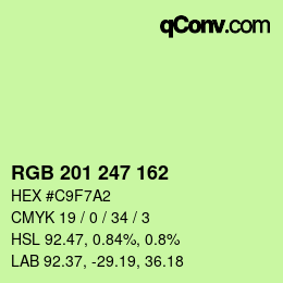 カラーコード: RGB 201 247 162 | qconv.com