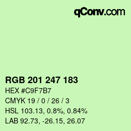 カラーコード: RGB 201 247 183 | qconv.com