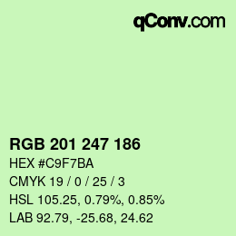 Color code: RGB 201 247 186 | qconv.com