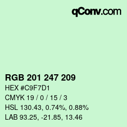 Color code: RGB 201 247 209 | qconv.com