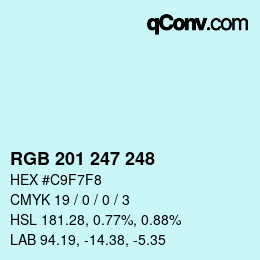 Color code: RGB 201 247 248 | qconv.com