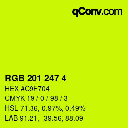 カラーコード: RGB 201 247 4 | qconv.com