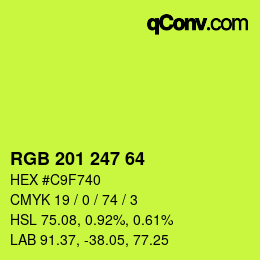 Color code: RGB 201 247 64 | qconv.com