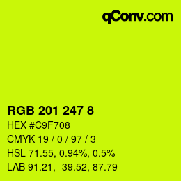 Color code: RGB 201 247 8 | qconv.com