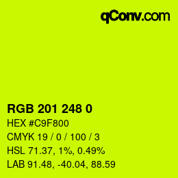 Color code: RGB 201 248 0 | qconv.com