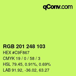 Color code: RGB 201 248 103 | qconv.com