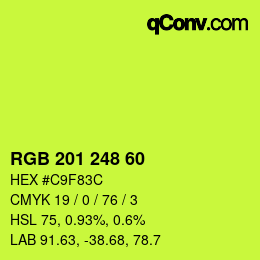 Color code: RGB 201 248 60 | qconv.com