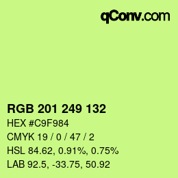 Color code: RGB 201 249 132 | qconv.com