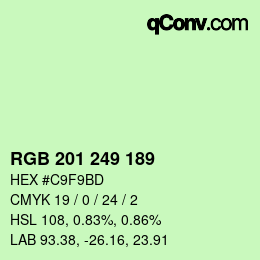 カラーコード: RGB 201 249 189 | qconv.com