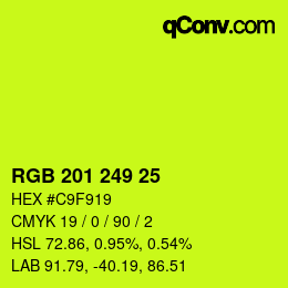 Color code: RGB 201 249 25 | qconv.com