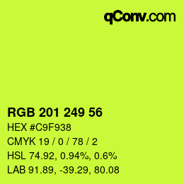 Color code: RGB 201 249 56 | qconv.com