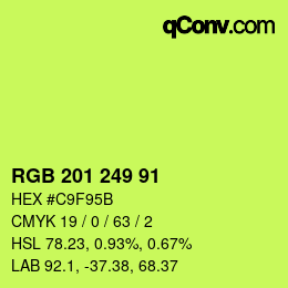 Color code: RGB 201 249 91 | qconv.com