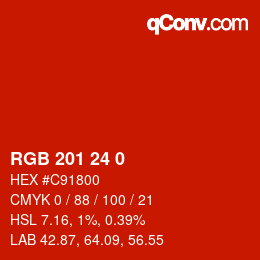 Color code: RGB 201 24 0 | qconv.com