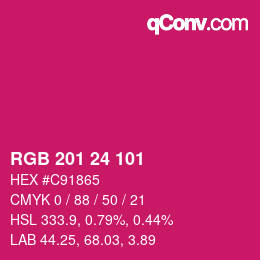 Color code: RGB 201 24 101 | qconv.com