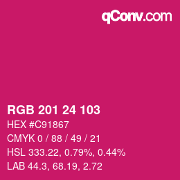 Color code: RGB 201 24 103 | qconv.com