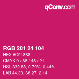 カラーコード: RGB 201 24 104 | qconv.com
