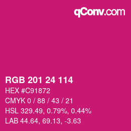 Farbcode: RGB 201 24 114 | qconv.com