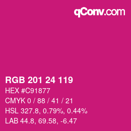 カラーコード: RGB 201 24 119 | qconv.com