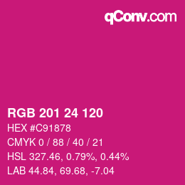 Color code: RGB 201 24 120 | qconv.com